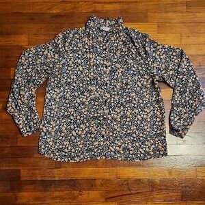 Nili Lotan x Target Blouse Black And White With Orange Flowers